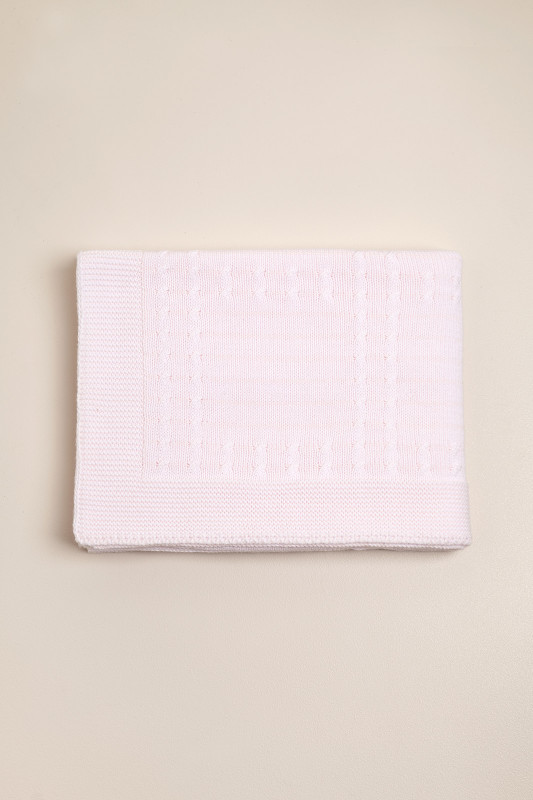Manta de algodon con trenzas rosa