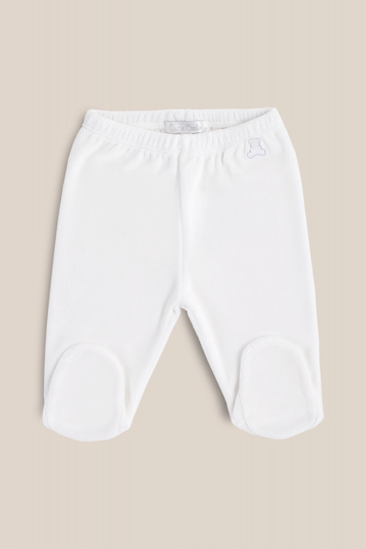 Pantalon logo con pie plush blanco/cel