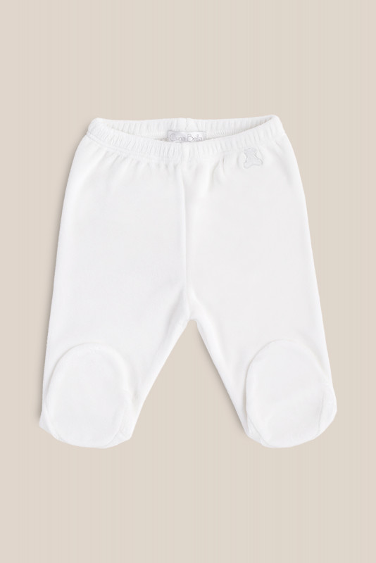 Pantalon logo con pie plush blanco
