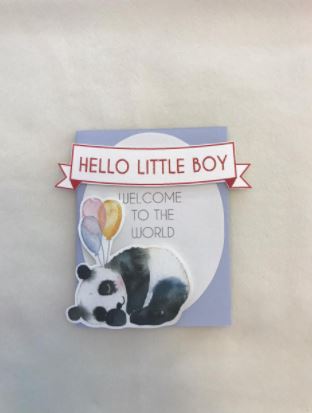 Tarjeta hello little boy panda