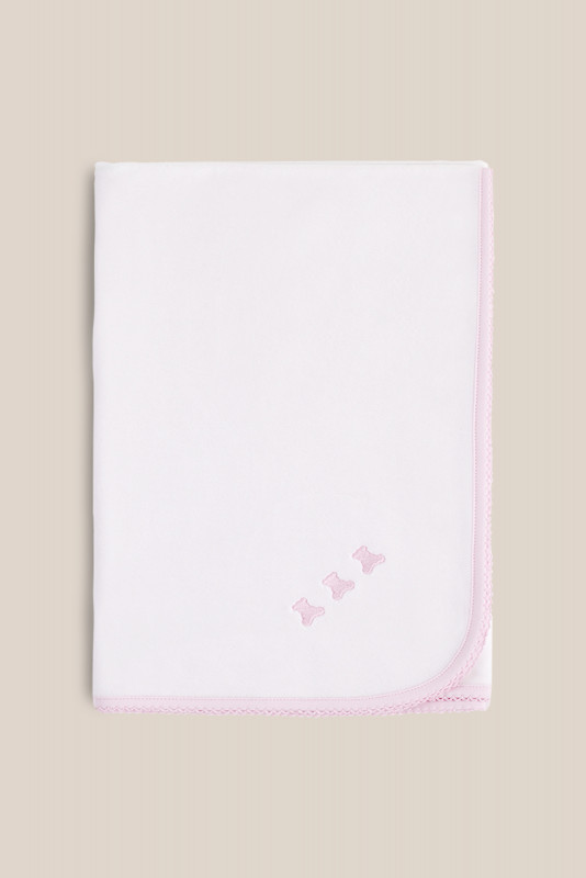 manta logo plush blanca/rosa