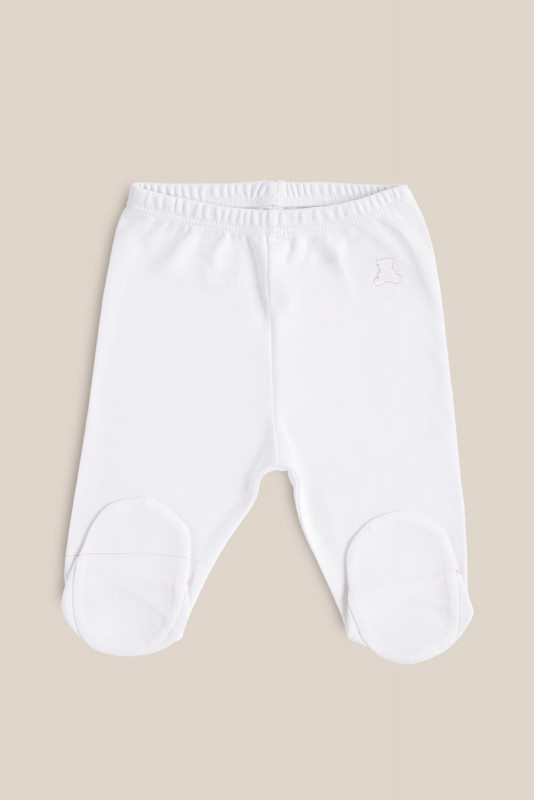 Pantalon logo con pie blanco/rosa