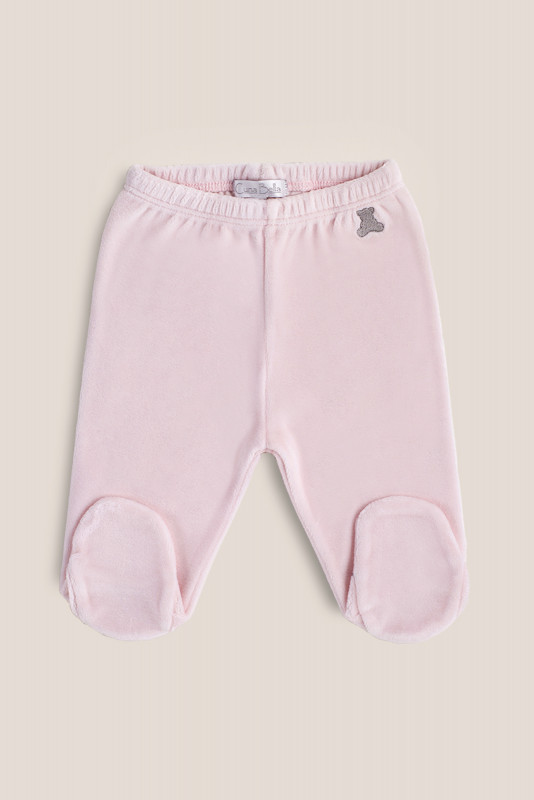 pantalon logo con pie plush rosa