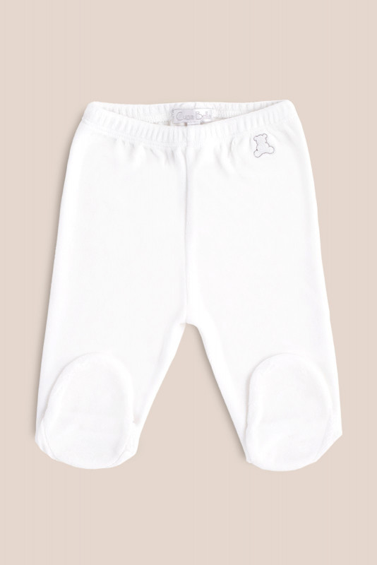 pantalon logo con pie plush blanco/gris