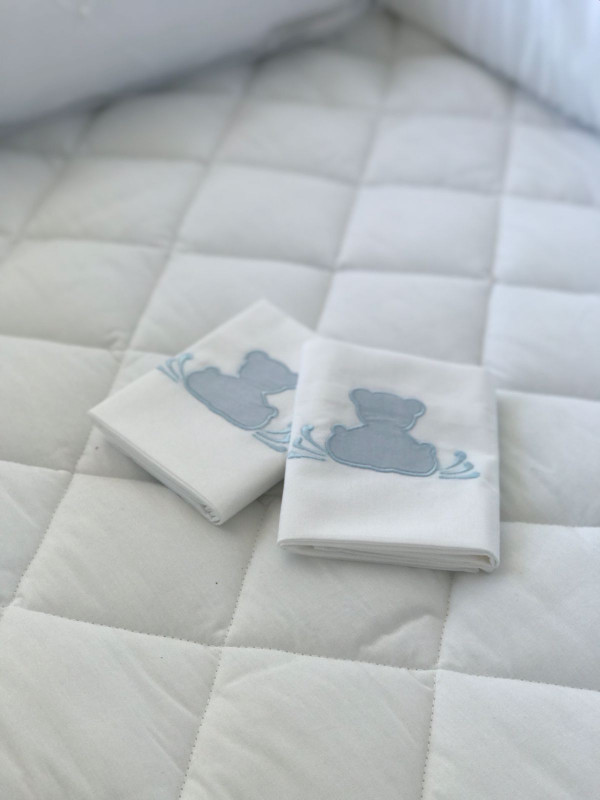 Kit 2 fundas almohada teddy azul celeste