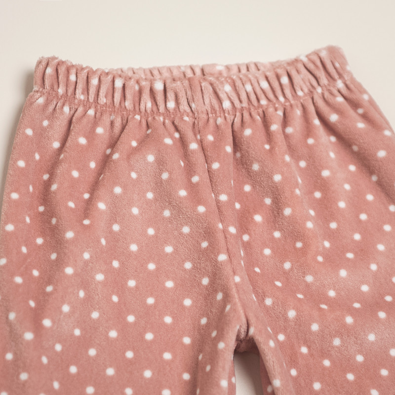 pantalon plush a lunares rosa