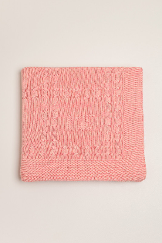 manta de algodon con trenzas rosa cal